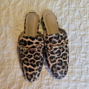 Leopard Print Women's Mule Loafers